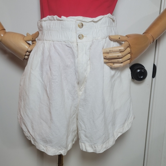 Madewell Linen-Blend Pull-On Paperbag Shorts Chic Effortless Comfort Size Small - Picture 2 of 8